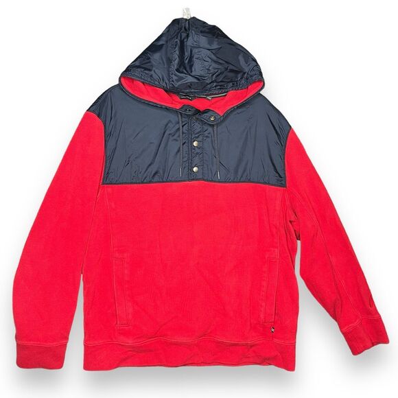 Nautica Other - Nautica Half Snap Hoodie Pullover Sweater Red Navy Pockets Mens US XXL EUR XXXL